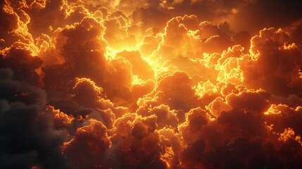 Leinwandbilder -   A cloud cluster with the sun at its center surrounded by clouds