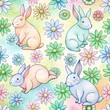 rabbits with flowers pattern background