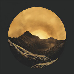 Wall Mural - a mountain range is shown in a gold and black color scheme