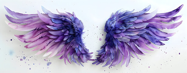 Wall Mural - Angel wings, modern, colorful and arty interpretation of angel mythology, watercolor painting. A magic inspiration, beautiful mystic wall art, poster, tattoo template etc.