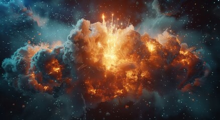 Wall Mural - colorful nebula and galaxies in the sky.