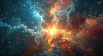 Wall Mural - colorful nebula and galaxies in the sky.