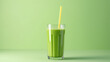 A glass of green smoothie, a healthy natural drink, a background image with a copy space