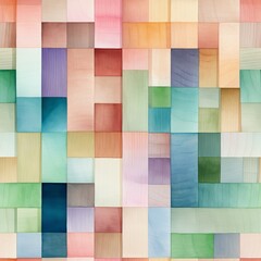Wall Mural - A watercolor background featuring squares of various colors in a vibrant and dynamic composition