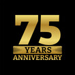 75 years logo or icon. 75th anniversary golden badge. Birthday celebrating, jubilee emblem design with number twenty. Vector illustration.