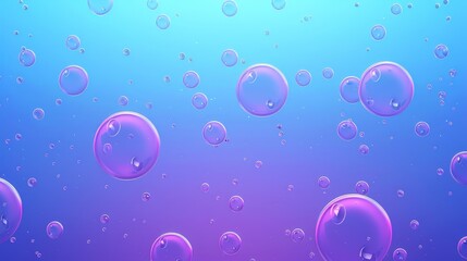 Aufkleber - Water bubbles of various sizes floating in a blue and purple background
