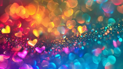 Canvas Print - Bokeh footage featuring a vibrant heart-shaped light pattern in various colors and defocused lights in the background