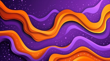 Aufkleber - A vibrant abstract background featuring flowing wavy lines in shades of purple and orange