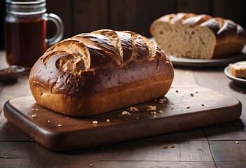 Bread lying on a table generative AI illustration 