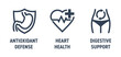 Bold icons set for nutrient supplements properties