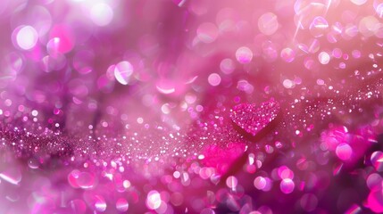 Leinwandbilder - Pink background filled with bokeh lights and sparkling particles creating a dreamy and festive atmosphere