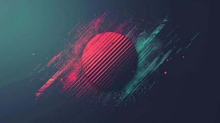 Aufkleber - A red and blue sphere stands out against a dark background, creating a striking contrast