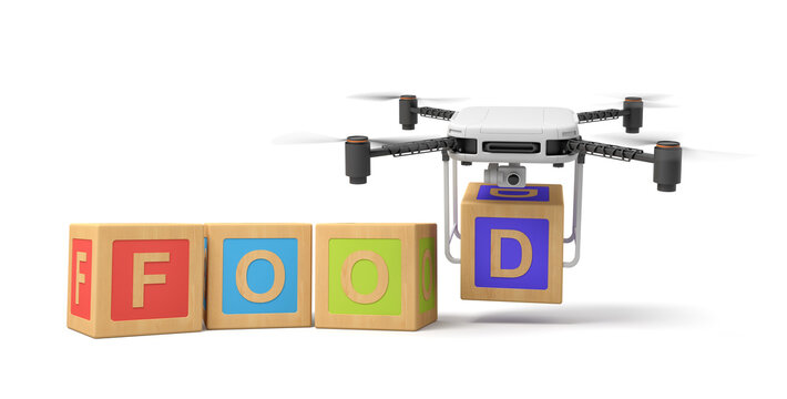 3d rendering of ABC blocks and drone