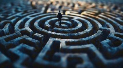 Poster - A man standing in the middle of a maze, AI