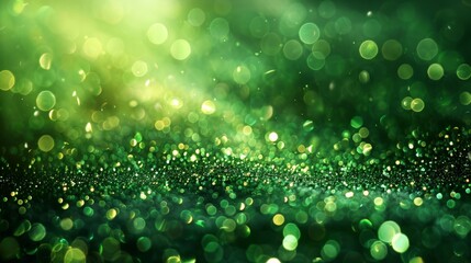 Leinwandbilder - Moving green bokeh lights creating a blurred background effect