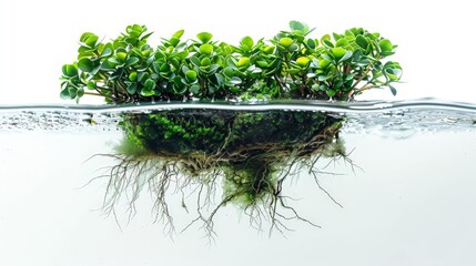 aquatic plant with floating roots in the water