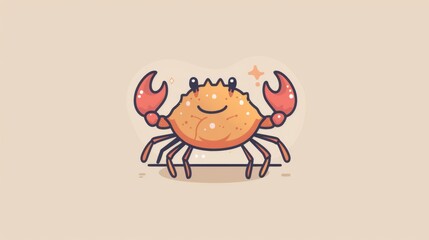 Poster - A cartoon crab with a smile on its face and eyes, AI