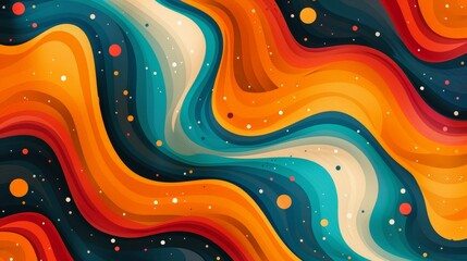 A vibrant abstract background featuring colorful swirls and dots in a dynamic pattern, creating a lively and engaging visual experience