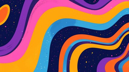 Fototapete - A vibrant abstract background featuring a variety of bright colors and wavy lines creating a dynamic and energetic composition