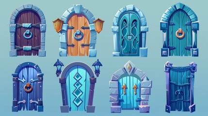 Poster - An exterior design with wood planks, forgery, glass decor and ring knobs resembling the arches of a medieval fairytale castle.