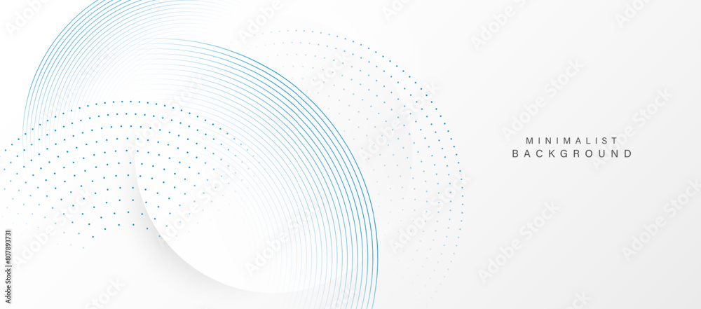 Abstract white background with blue circle rings. Digital future ...