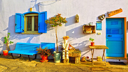 Sticker - picturesque houses in the historic center of patù salento italy