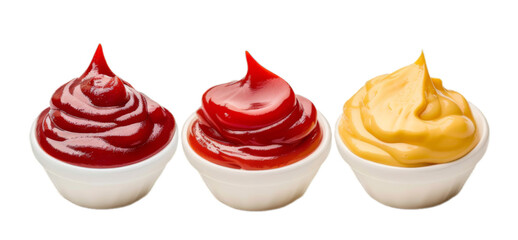 Set of sauce, ketchup, mayonnaise and mustard isolated on transparent background