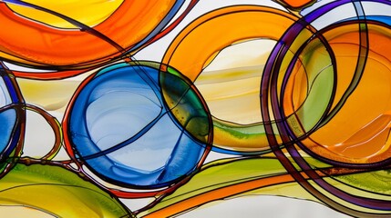 Sticker - Various colorful glass circles closely arranged on a plain white background