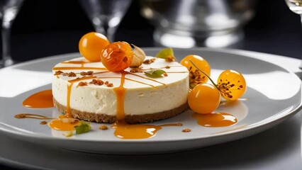 Wall Mural - Beautiful cheesecake with physalis a restaurant

