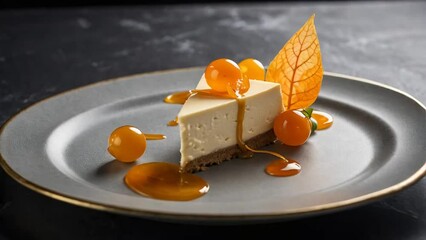 Wall Mural - Beautiful cheesecake with physalis a restaurant

