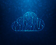 cloud computing data line circuit, technology digital on blue background. cloud storage network online. vector illustration hi-tech design.