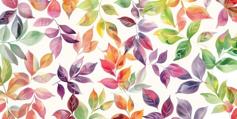 colorful watercolor leaves illustration, for scrapbooking, background, poster