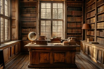 Wall Mural - A room filled with numerous books and large windows