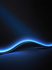 Wall Mural - Blue blue spectrum lights tech black party club neon lights abstract wave technology background, black background. wide banner, poster, website, video editing, background. ai
