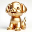 a 3d gold puppy with happy face, white background