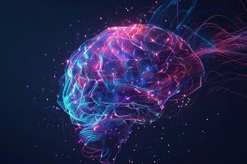 Poster - An abstract plexus brain illustration created digitally. Generative AI