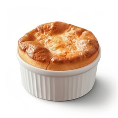 Wall Mural - A pot pie elegantly presented in a white dish on a white background