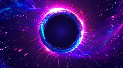 Wall Mural - modern realistic illustration of a hyperspace jump into a black hole through a vibrant tunnel, with 