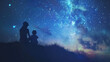© Santy Hong - A mother and her child stargazing together, marveling at the beauty of the night sky and sharing dreams.