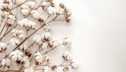 Wall Mural - A bunch of cotton flowers are arranged in a row