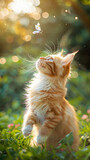 Fototapeta Londyn - Orange white long-haired cat