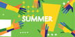 Summer background with hands . Simple collage banner 