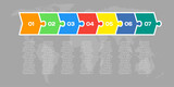 Fototapeta  - Seven steps line infographic, puzzle template
