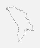 Fototapeta  - Vector outline map Moldova, line border country