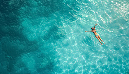 A woman is swimming in the ocean