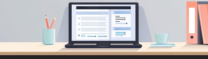 Flat design of a resume and portfolio layout on a laptop screen in a minimal style