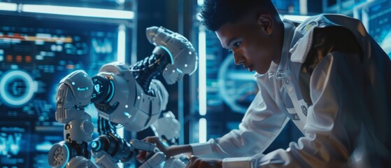 Poster - an advanced mobile robot helper with advanced mobility, dexterity, and intelligence. a young system 
