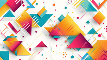 Wall Mural - Abstract geometric background with colorful triangles and squares. In the style of graphic illustration on a white background, 