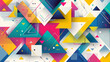 © Aisyaqilumar - Abstract geometric background with colorful triangles and squares. In the style of graphic illustration on a white background,