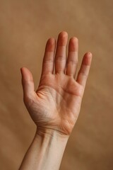 Wall Mural - A close up of a hand with the palm facing out, AI